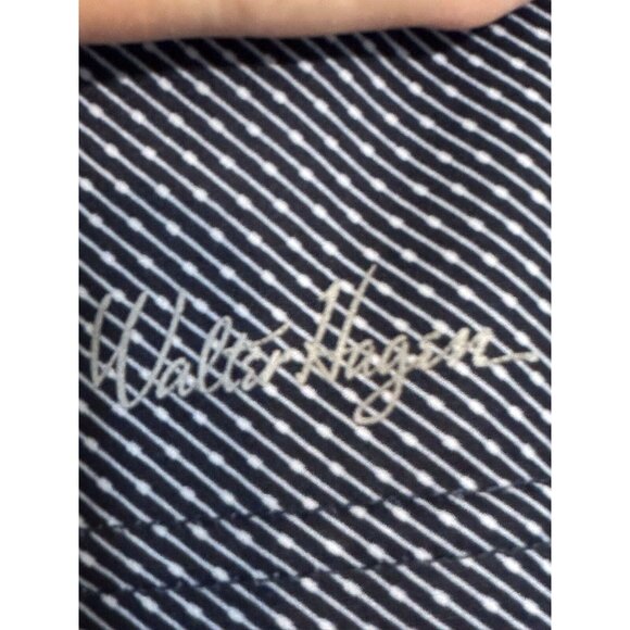 Walter Hagen 11 Majors Men's Golf Polo Shirt SZ XXL Navy Blue Small White Stripe - Picture 3 of 10